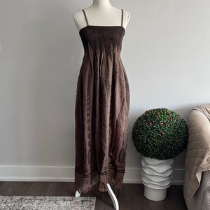 Anthropologie Lapiz Brown Maxi Dress One Size